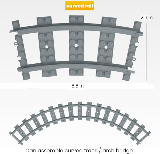 Finger Rock City Train Tracks Building Block Set, 212 Pcs Flexible Rails Train Track Railroad Expansion Accessory Set for Kids, Uphill and Downhill, Straight Curved Tracks