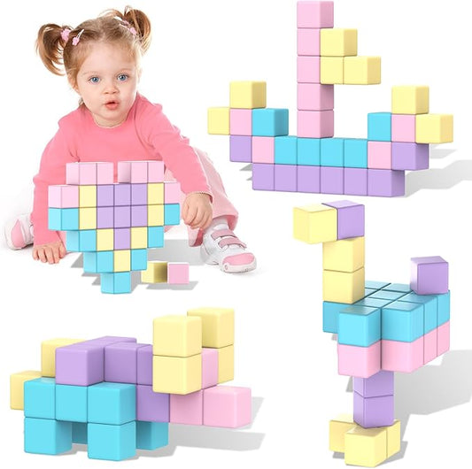 Magnetic Building Blocks Toys for Toddler Girls Boys Age 3-5 5-7 4-8 Macaron Magnetic Blocks Stem Sensory Toys, Preschool Learning Activities Birthday for 3 4 5 6 7 Year Old Boys Girls