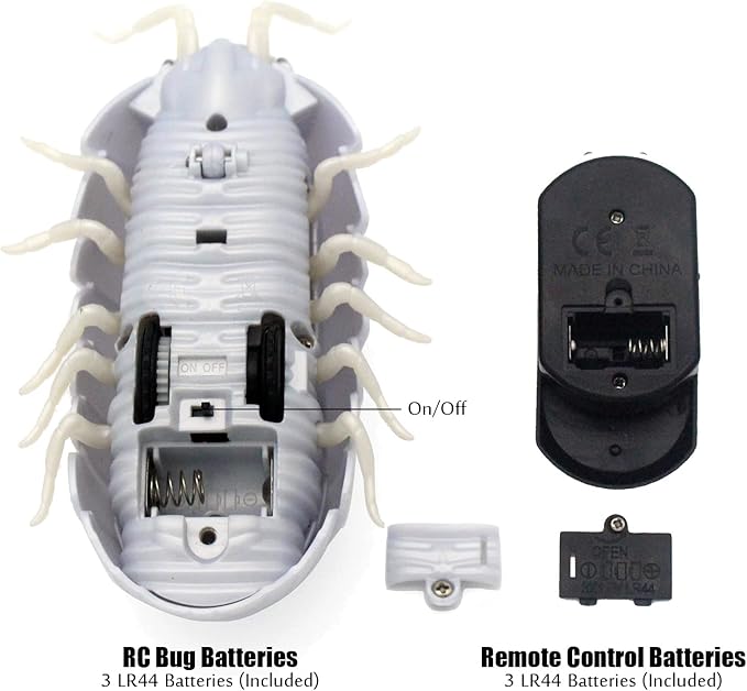 Tipmant RC Bug Remote Control Worm Realistic Pillbug Electronic Animal Prank Toy Insect Car Vehicle Kids Birthday Gifts (White)