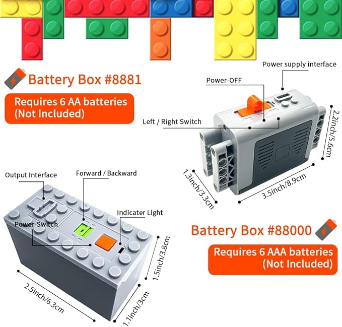 42Pcs Power Function Kit Set Motor Battery Infrared-Remote-Control Receiver Train AdjustableIR Remote Control, Motor Power Change Parts Compatible with mainbrands Technic-Parts