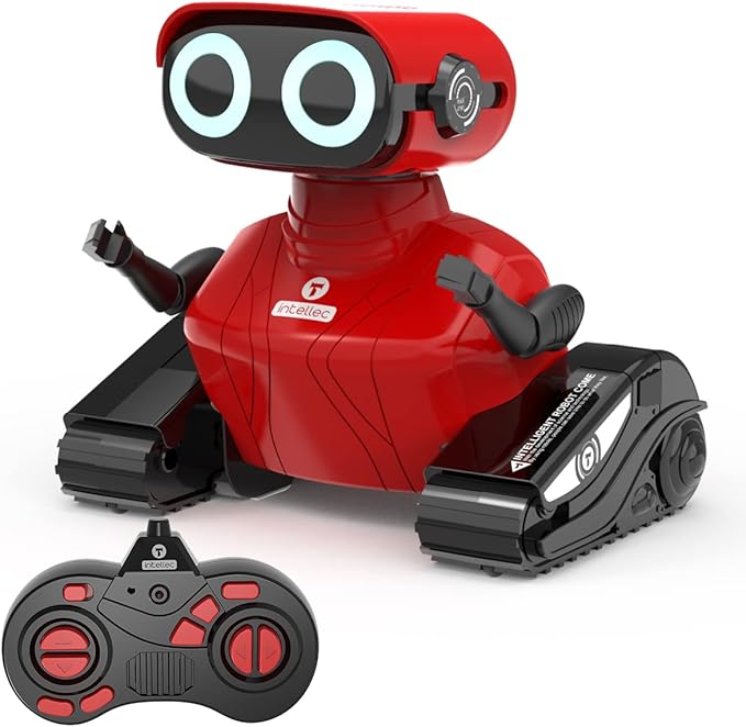 GILOBABY Robot Toys, Remote Control Robot Toy, RC Robots for Kids with LED Eyes, Flexible Head & Arms, Dance Moves and Music, Birthday Gifts for Girls Ages 3+ Years (Red)