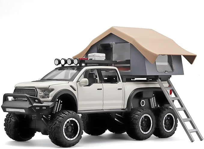 Toy Trucks for Boys Age 4-7,Trucks for Kids F150 Diecast Truck,Model F150 Pickup Truck with Sightseeing Cabin,Pull Back Cars with Light and Sound,Trucks for Kids Ages 4-8（White）