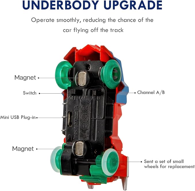 Slot Car Race Track Sets for Kids, Hot Magnetic Attraction Track Builder, Electric Remote Control Track Car Birthday Toys for Boys Kids Age 6 7 8-12