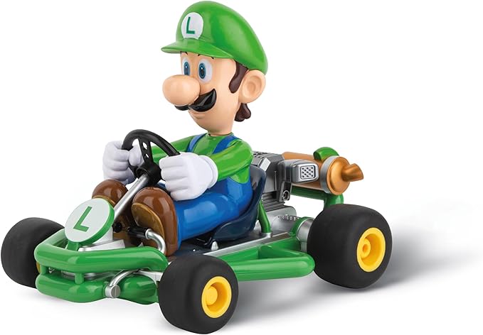 Carrera 200984P RC Official Licensed Mario Kart Pipe Kart Luigi1:18 Scale 2.4 Ghz Remote Radio Control Car with Rechargeable LiFePO4 Battery - Kids Toys Boys/Girls