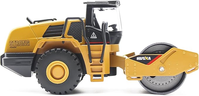 Dollox Die-cast Road Roller Toys 1/50 Scale Metal Engineering Road Planer Vehicle Truck Toy High Detail Construction Vehicles Model Road Roller Decoration Toy Kids