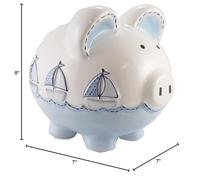 Child to Cherish Ceramic Piggy Bank for Boys (Sailboat)