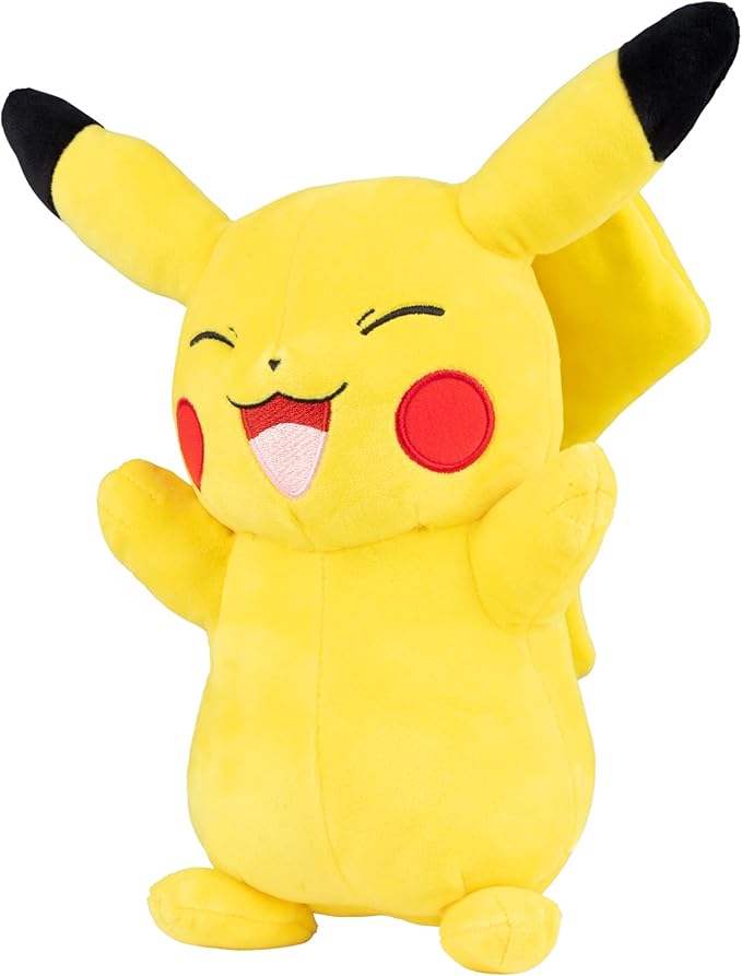 Pokémon 12" Large Happy Pikachu Plush - Officially Licensed - Generation One Figure - Authentic Soft Stuffed Animal Toy - Gift for Kids, Boys, Girls - 2+