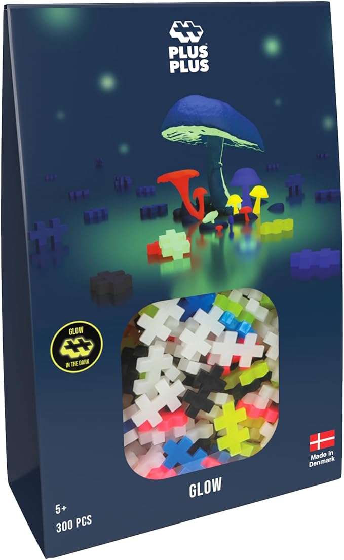 Plus-Plus - Glow Colour Mix - 300 Pieces - Building Blocks, Building, Developing Toys for Kids, STEM, STEAM, Produced in Denmark
