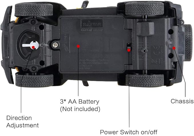 RASTAR RC Toy, 1/24 Scale Wrangler JL Remote Control RC Car, Rubicon Model Vehicle for Kids, Yellow