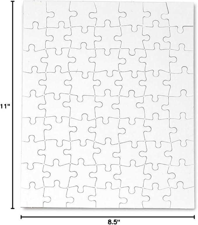 24 Blank Jigsaw Puzzles– 8.5 x 11 Inch, 63 Pieces Each – Hygloss DYI Party invites, Perfect for Decorating, Kids' Activities, Arts & Crafts or Party Favors - Puzzle Pieces to Draw On for Crafts