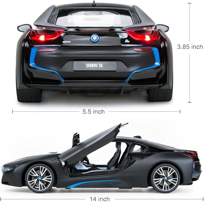 RASTAR Remote Control Car, 1:14 BMW i8 Radio Remote Control Racing RC Toy Car Model Vehicle, Open Doors by RC, MattBlack