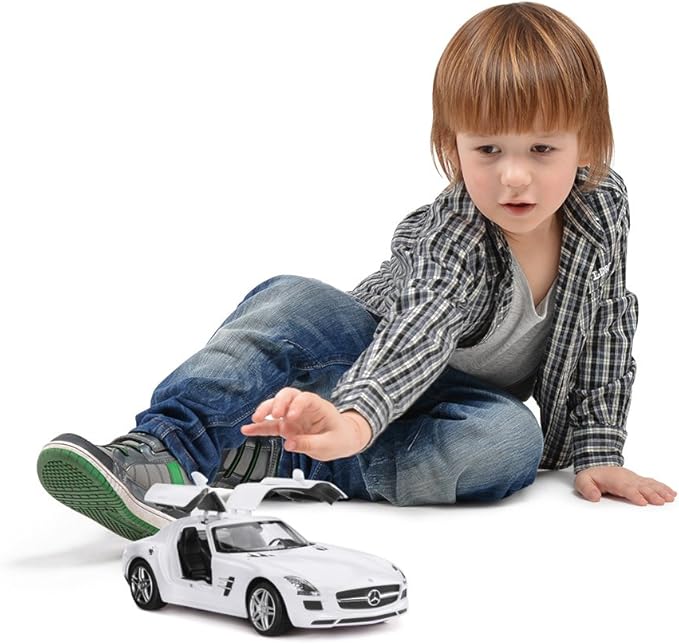 RASTAR Benz Remote Control Car |1:14 RC Mercedes Benz SLS AMG Model Car Toy Car for Kids, Open Doors by Manual - White 2.4GHz