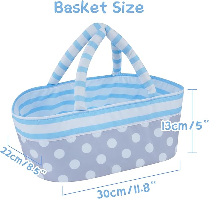 BABESIDE 8 Pcs Baby Doll Clothes Set with Bassinet for 8-10-12 Inch Dolls, Bitty Baby Doll Clothes and Accessories for Newborn Babydolls Boy, Blue