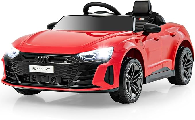 INFANS 12V Kids Ride On Car, Licensed Audi RS e-tron GT Electric Vehicle with Remote Control, Toddlers Battery Powered Toy with 4 Wheels Suspension, LED Headlight, Music, MP3, USB, TF Port (Red)