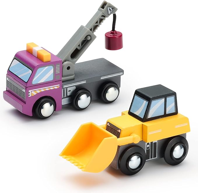 SainSmart Jr. Wooden Train Set Accessories Toy Cars (10 PCS), Compatible with All Major Brands, Gift for Toddlers and Kids Aged 3+