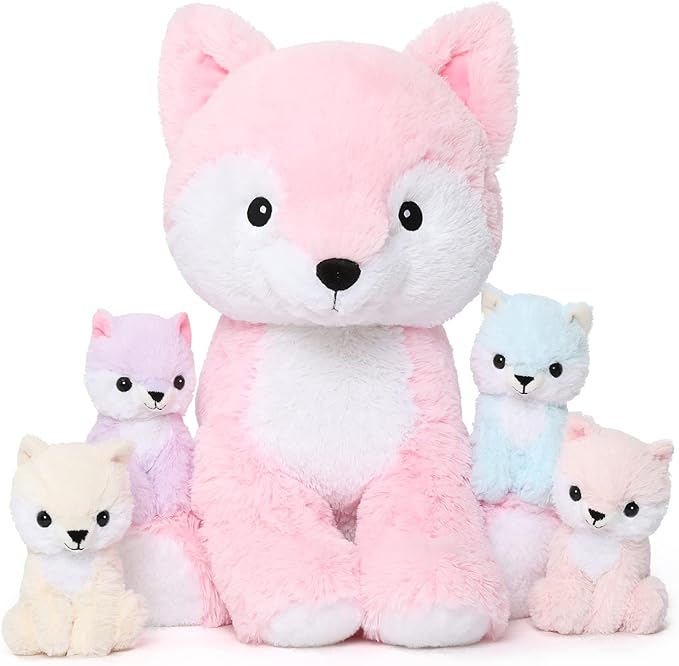 MorisMos Fox Stuffed Animals with Baby Inside, Soft 19 Inch Stuffed Fox Plush Toys Mommy & Babies Set, Gift for Women, Girls, Kids on Mother's Day, Birthday, Christmas
