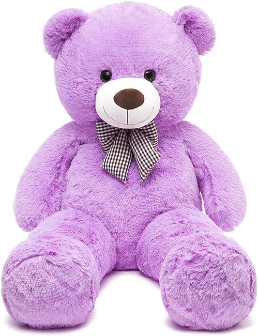 MorisMos Bow Tie Giant Teddy Bear 4 Feet, 47inch Big Teddy Bear Stuffed Animal Plush for Girlfriend, Boyfriend, Purple