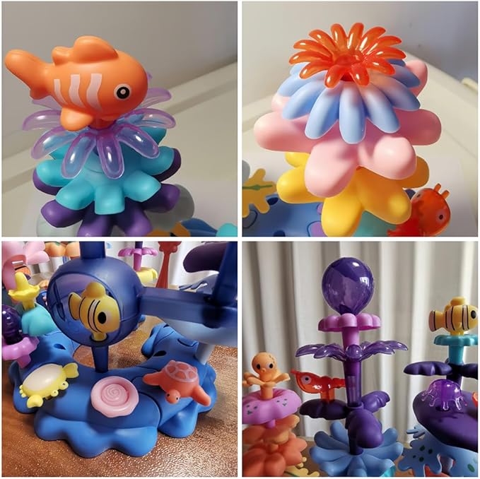 Ocean Underwater World Coral Toy, Large Ocean Blocks for Age 3-6, Coral Garden Building, Realistic Sea Animal Toys STEM Toy for Toddler Activities Ages 3 4 5 6 Easter Birthday Gifts (76PCS)