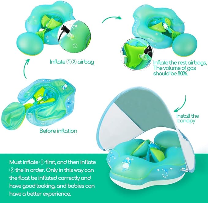 Swimming Ring with Adjustable Seat Pocket,Baby Swimming Pool Floats,Removable Floating Ball,New Upgrade Baby Swim Ring for Ages 6-36 Months Infant Toddler