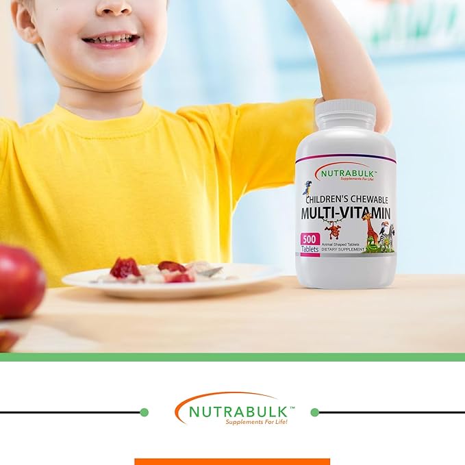 Children’s Chewable Multi-Vitamins - Promoting Kids' Overall Development - USA-Made, May Help to Support Immune, Bone, Brain & Overall Well Being- Vegan & Gluten Free - 500 Cherry Tablets
