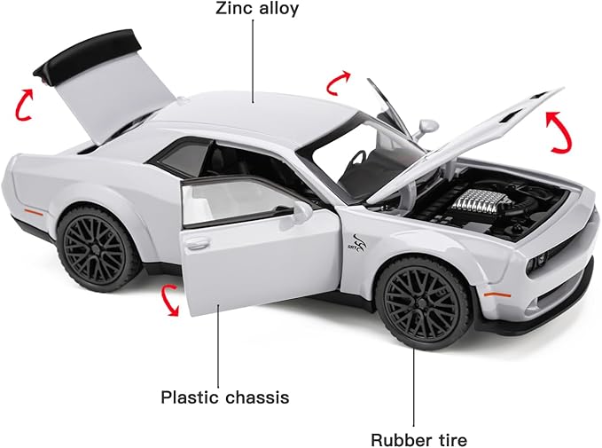 SASBSC Toy Model Car for Kids 1: 32 Scale Challenger Die cast Metel Toy Cars for Pull Back Model Car with Sound and Light Toy Birthday Gifts for 3+ Year Old Boys and Kids