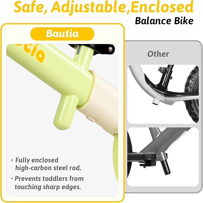 Balance Bike for 2 Year Old, Adjustable Seat & Handlebar, Age18 Months to 5 Years Old, No-Pedal Training Bike Toddler Push Bicycle First Gifts-Green