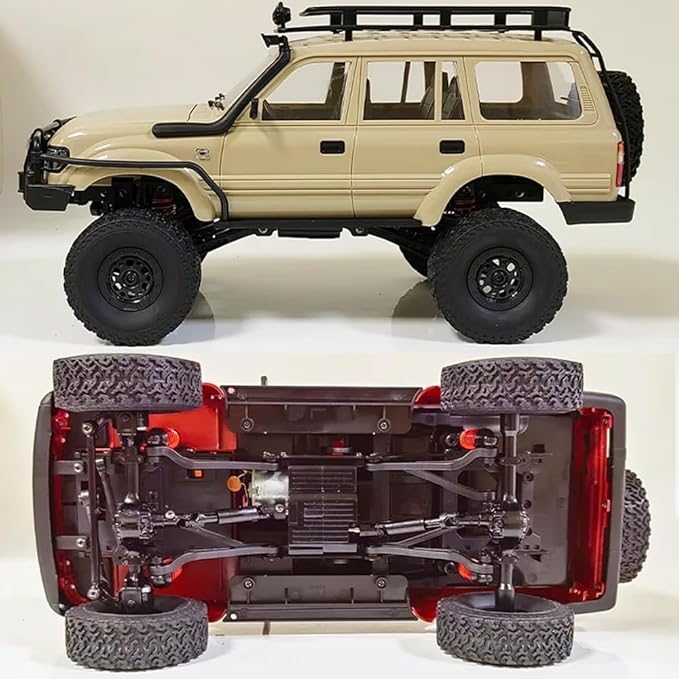 GoolRC RC Truck, WPL C54-1 RC Crawler 1/16 Scale Remote Control Car, 4WD All Terrain Off Road RC Rock Crawler, 2.4GHz RC Climbing Car with LED Lights and Two Batteries for Kids and Adults (Yellow)