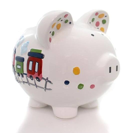 Child to Cherish Ceramic Piggy Bank for Boys, Train