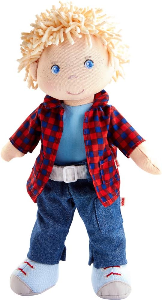 HABA Nick 12" Soft Doll - Baby Boy Doll with Blonde Hair and Blue Eyes (Machine Washable) Perfect Plush Toy for 18 Months & Up