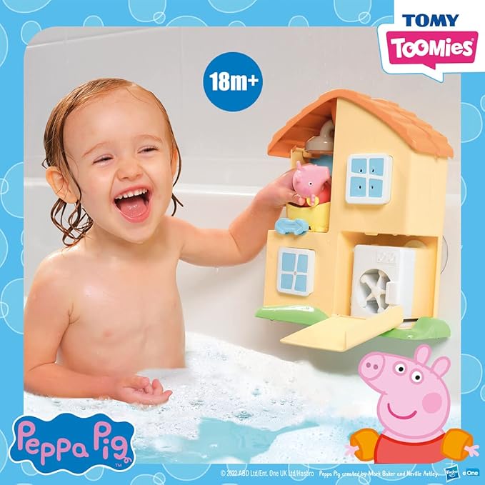 Toomies Peppa Pig House Bath Toy Playset – Toddler Bathtub Activity Center Suction Cup Toy – Peppa Pig Toddler and Baby Bath Toys - Toddler Bath and Water Toys - Ages 18 Months and Up