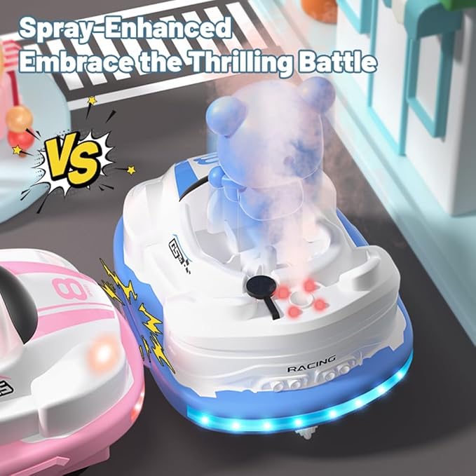 Remote Control Bumper Cars for Kids, RC Battle Ejecting Bumper Car Set, Gesture Sensing RC Stunt Car with Spray, Lights & Music, Birthday Xmas Gifts for Boys and Girls