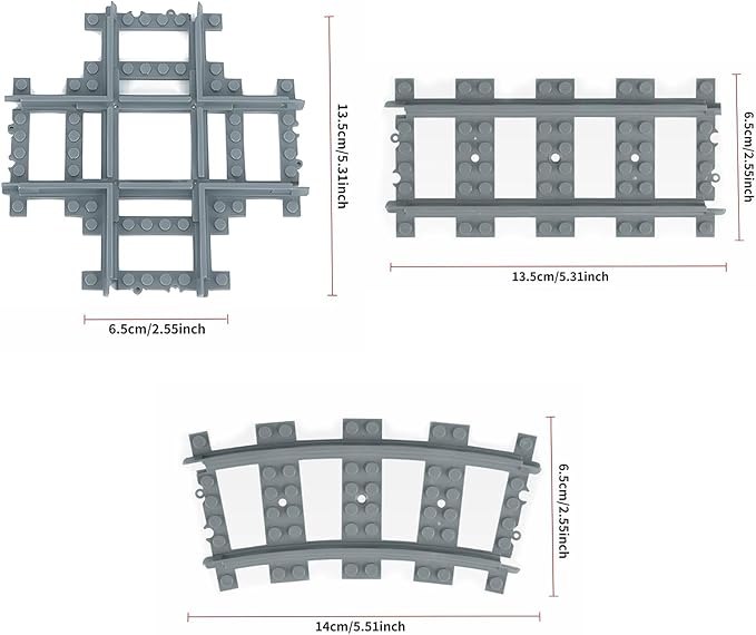 103pcs-City Train Tracks Extension Accessory Set, Compatible with Major City Train Sets 60205 60238, Railroad Building Toy for Kids, Gift for Train Enthusiasts-40 Curved 56 Straight 7 Crossing Rails
