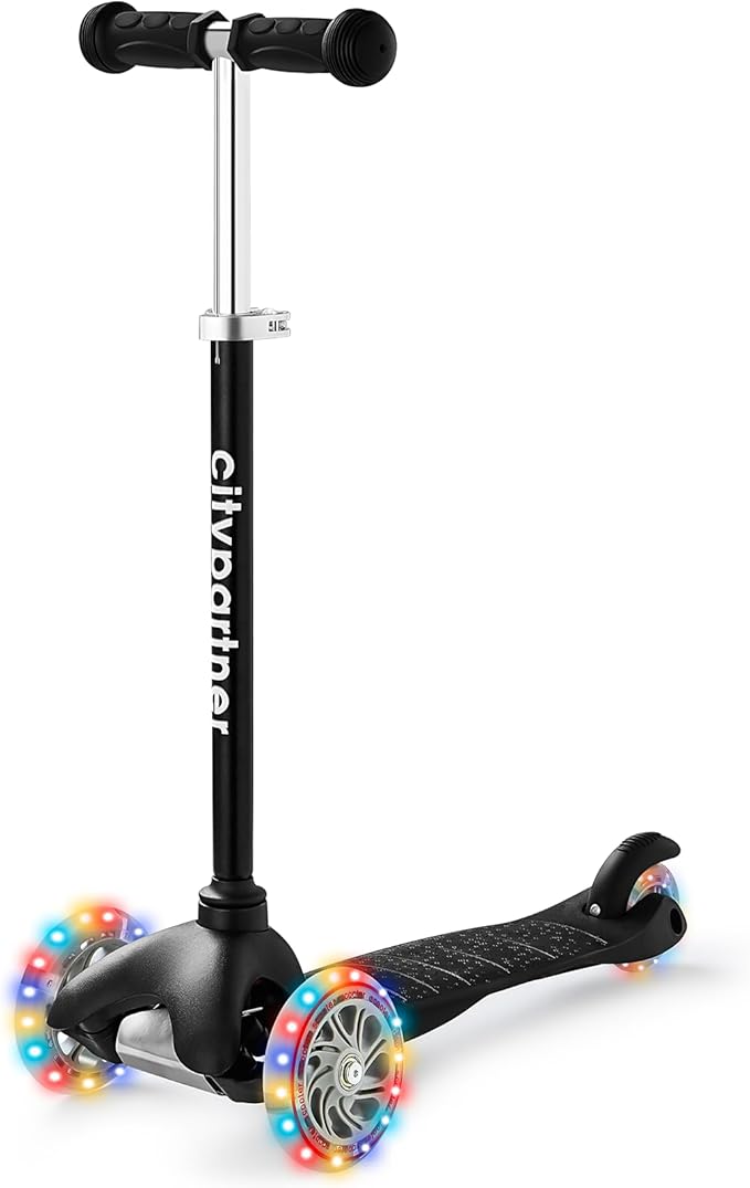 Kids 3-Wheel LED Kick Scooter - Adjustable Height, Lean-to-Steer for Boys & Girls Ages 3-8