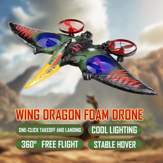 jaming Pterodactyl Dinosaur Toys Drone for Kids and Adults Easy to Fly Dragon Remote Controlled Aircraft for Beginners Hobby RC Plane Toys Birthday Gifts for Boys Remote Control Gecko