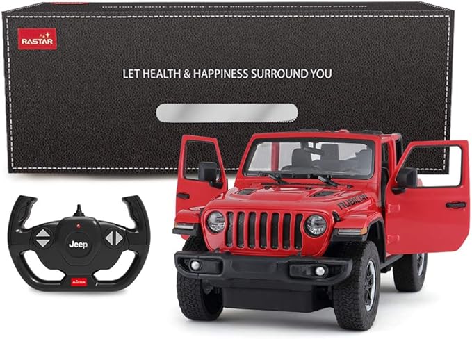 RASTAR Off-Road Remote Control Car, 1:14 Jeep Wrangler JL RC Off-Road Racing Vehicle Toy Car for Kids Adults, Spring Suspension/Door Open, 2.4Ghz RED