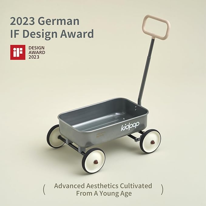 PULA-Wild 2-in-1 Kids' Pull-Along Wagon Toddlers Push Walker for 2.5-8 Adjustable Handlebar, Birthday Gifts Max Weight 33 lbs (Grey)