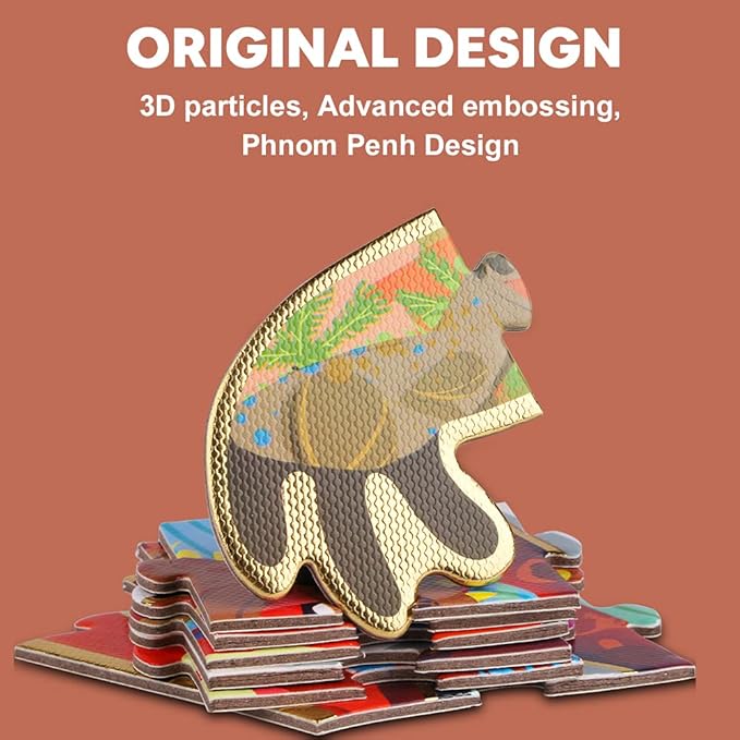 HAS Floor Puzzles for Ages Kids 4-10, 48 PCS Double-Sided Dinosaur Puzzles, Unique Large Pieces Irregular Shape Jigsaw Puzzle for Children(T-Rex)