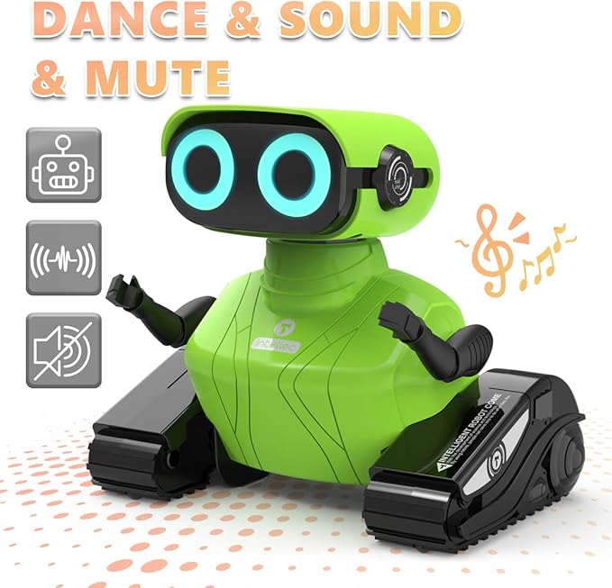 GILOBABY Robot Toys, Remote Control Robot Toy, RC Robots for Kids with LED Eyes, Flexible Head & Arms, Dance Moves and Music, Birthday Gifts for Boys Ages 3+ Years (Green)