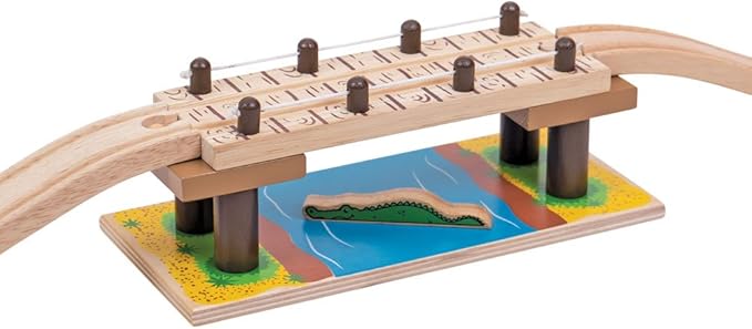 Bigjigs Rail Safari Rope Bridge - Other Major Wooden Rail Brands are Compatible