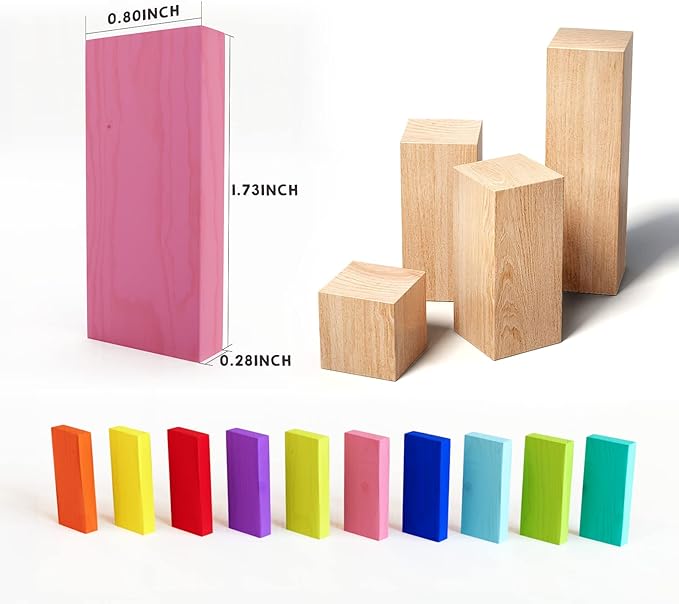 WOOD CITY 1000 Piece Dominoes Set for Kids with Extra 20 Blocks, Colorful Dominos Tiles for Building, Stacking, Racing, Tumbling, Wood Domino with Storage Bag and Box, Educational Toy