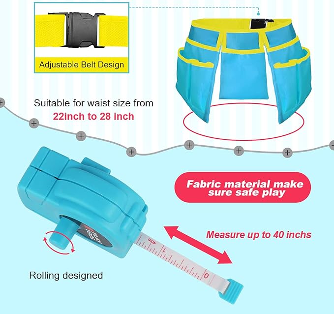 LOYO Kids Toys Tool Set - Pretend Play Construction Toy with Tool Box Kids Tool Belt Electronic Toy Drill Construction Accessories Gift for Toddlers Boys Ages 3 , 4, 5, 6, 7 Years Old (Blue)