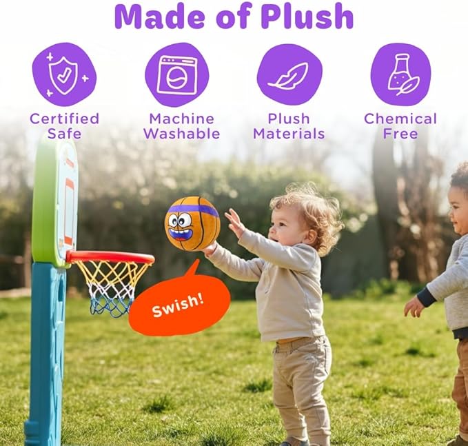 Move2Play, Hilariously Interactive Toy with Music & Sound Effects | Birthday Gift for Boy & Girl | Ball for Toddler & Baby | Indoor/Outdoor | 1, 2, 3+ Year Old (Football) (Basketball)