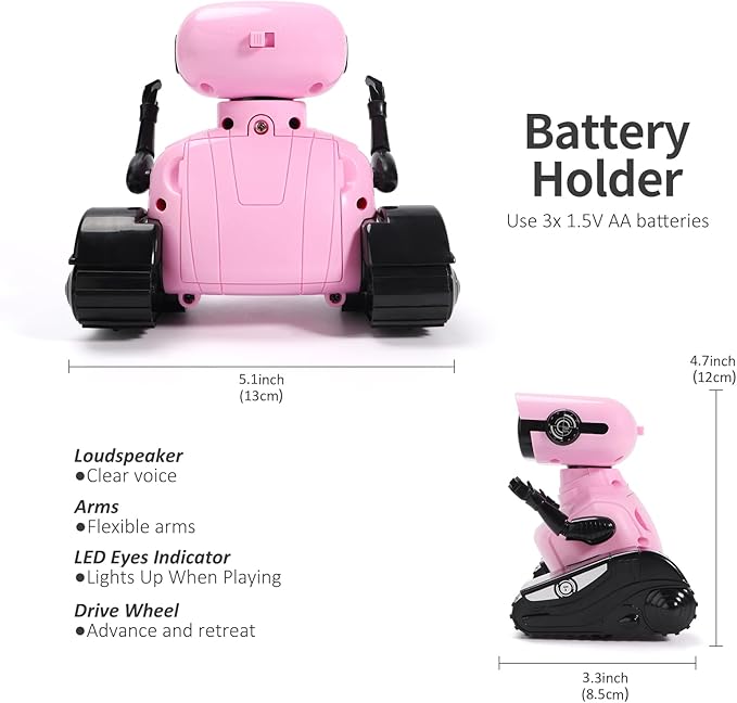 GILOBABY Robot Toys, Remote Control Robot Toy, RC Robots for Kids with LED Eyes, Flexible Head & Arms, Dance Moves and Music, Birthday Gifts for Girls Age 3+ Years (Pink)