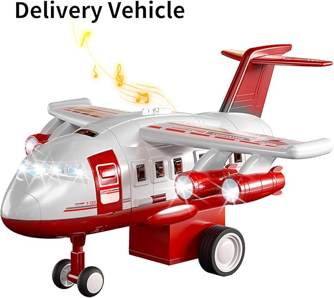 TEMI Kids Airplane Boy Toys for 3 4 5 Year Old Boys - Car Race Tracks for Kids Ages 3-5 with 8 Small Car Toys, Toddlers Educational Toy, Birthday Gifts for Boys 3-5, Birthday Gifts for Boys Girls 3-5