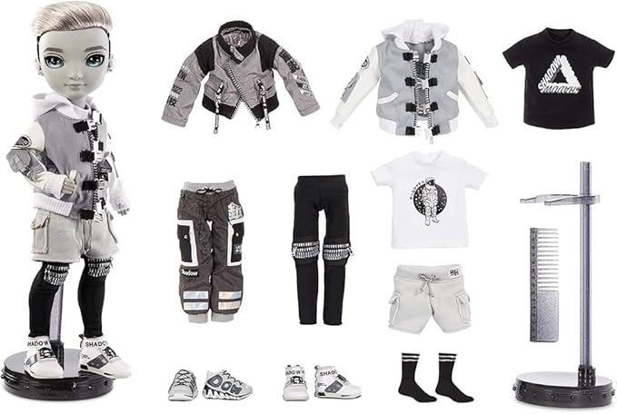 Rainbow High Shadow Series 1 Ash Silverstone- Greyscale Boy Fashion Doll. 2 Silver Designer Outfits to Mix & Match with Accessories, Great Gift, Multicolor, 583578EUC