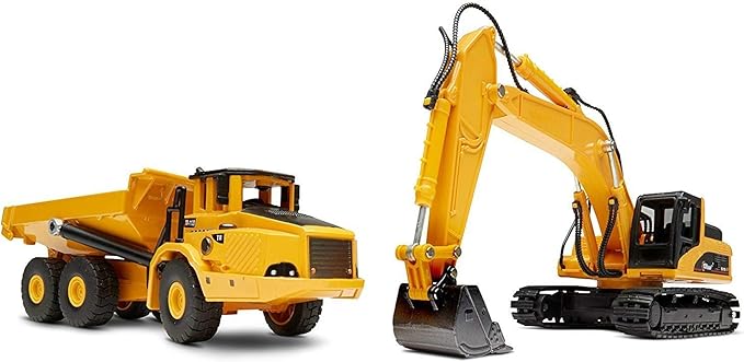 Top Race Construction Toys Set - Metal Excavator Toy, Dump Truck for Kids - Realistic Toy Trucks with Moving Parts for Indoor, Outdoor Play - Durable Construction Vehicles for Boys and Girls