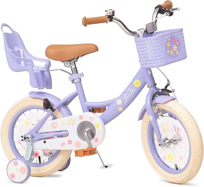 Girls Bike with Basket for Toddlers and Kids Aged 3-14 Years Old, 14 16 18 Inch with Training Wheels & Doll Seat, 20 Inch with Kickstand & Rear Rack, Princess Style Bicycle for Gift