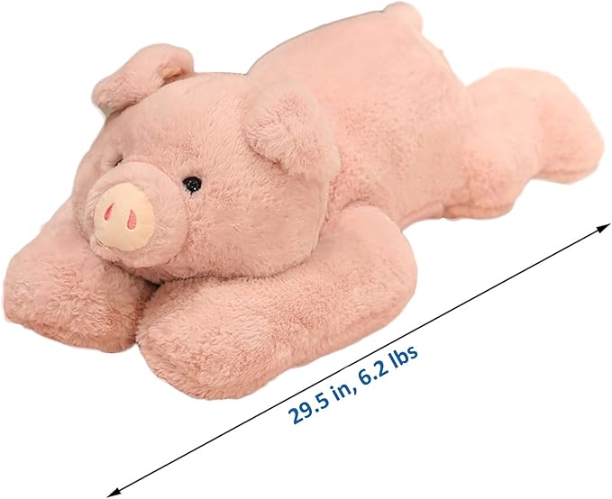Weighted Stuffed Animals, 29.5in 6.2lbs Weighted Pig Stuffed Animal Toy Cute Pink Pig Plush Pillow for Adults Boys Girls