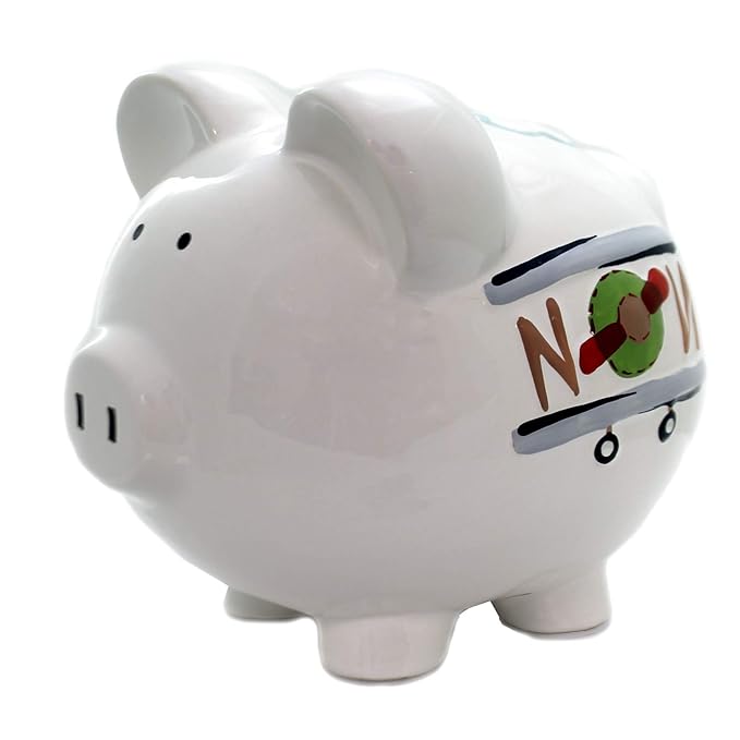 Child to Cherish Ceramic Piggy Bank for Boys, Airplane, Large