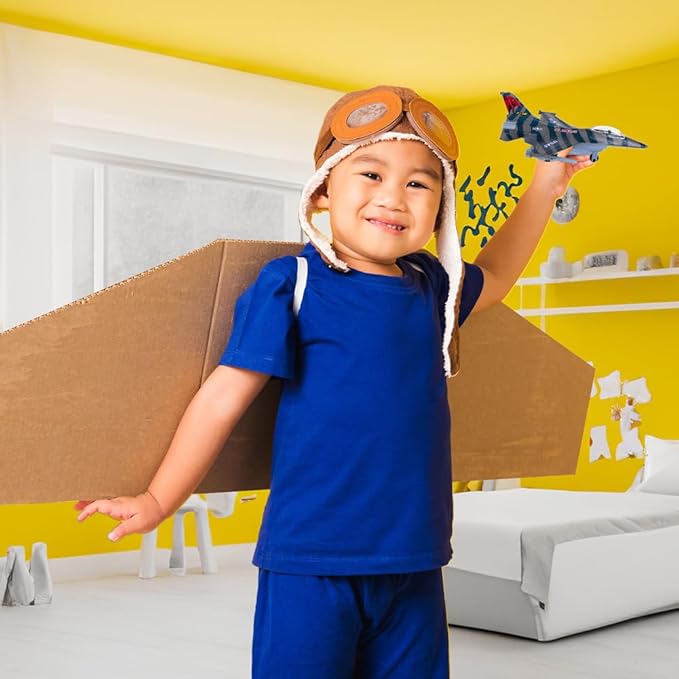 ArtCreativity Diecast F-16 Fighter Jet Toy, Pull Back Military Fighter Jets, Set of 2, Diecast Metal Airplane Jet Toys, Air Force Military Cake Decorations, Birthday Gift for Toddler Boys and Girls